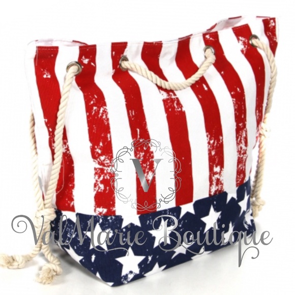 American Flag Beach Bag Tote - Picture 3 of 7
